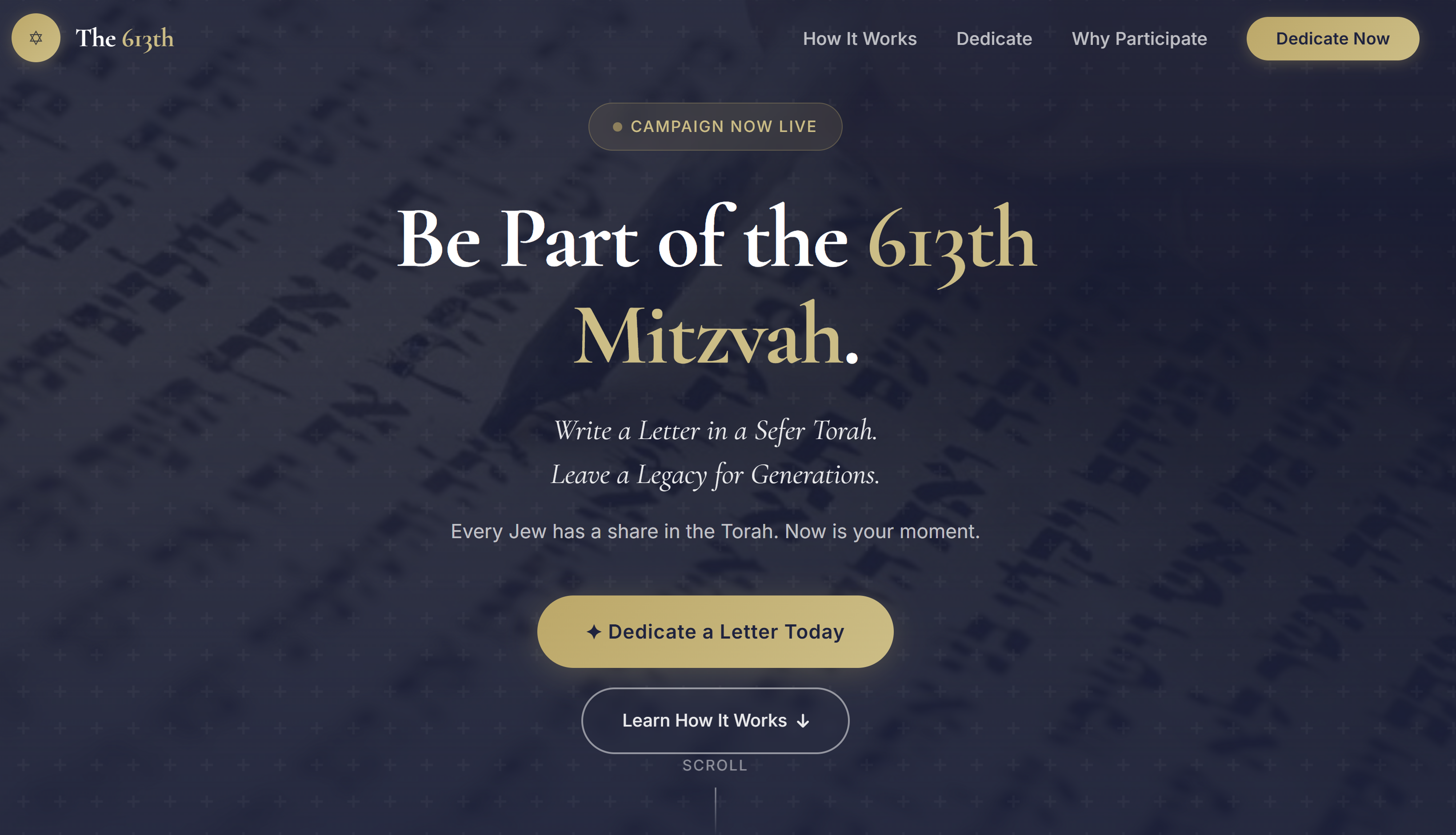 The 613th Sefer Torah Fundraising Platform